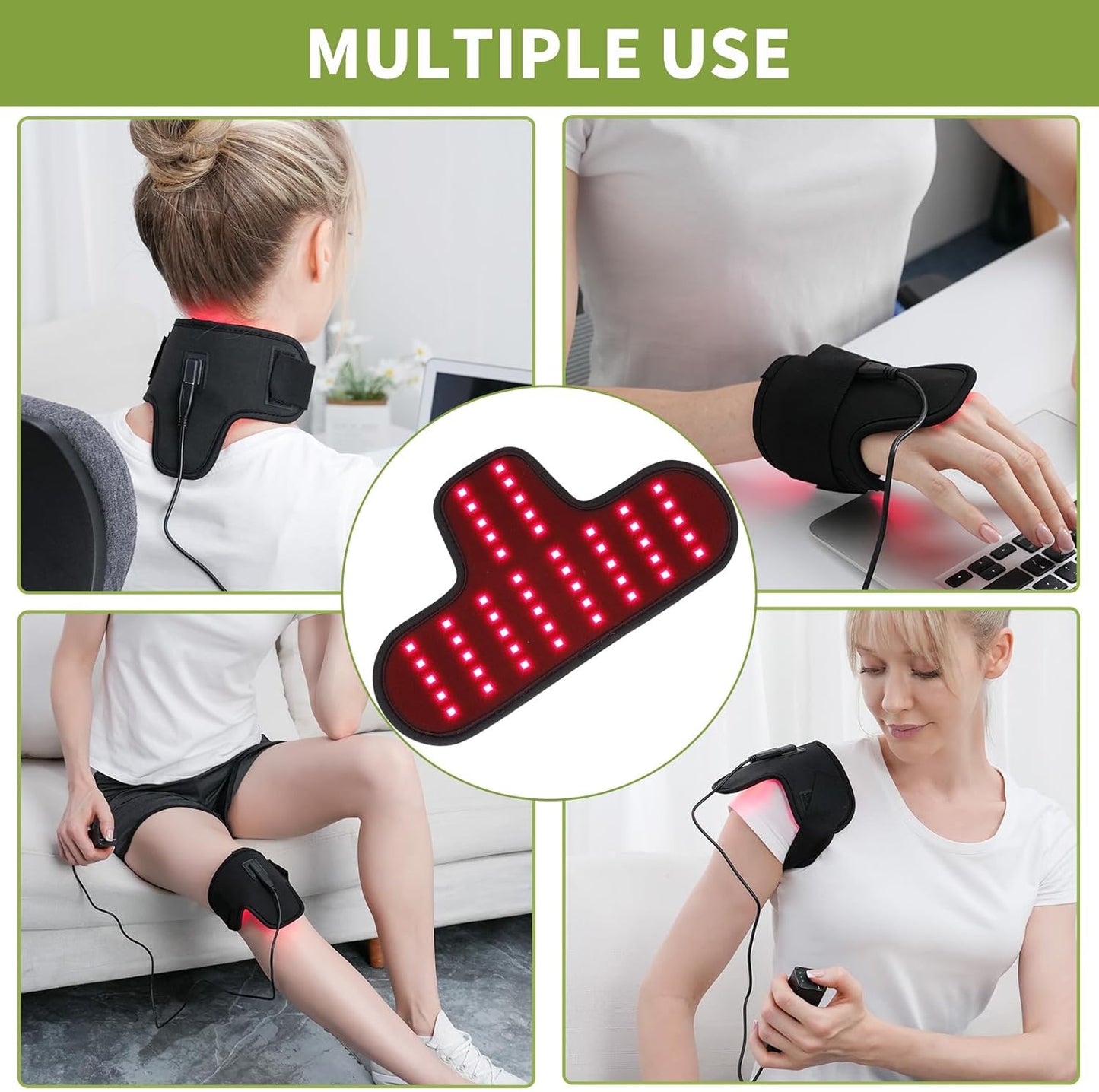 Rechargeable Red Light Therapy for Neck, Portable Red Light Therapy Belt Neck Wrap, near Infrared Red Light Therapy for Body Pain Relief