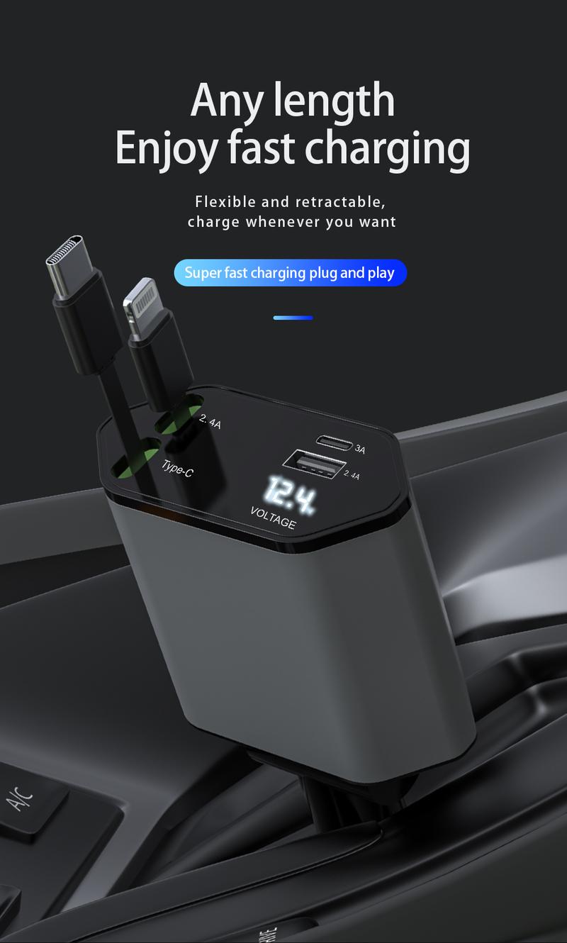 4-in-1 Retractable Car Charger