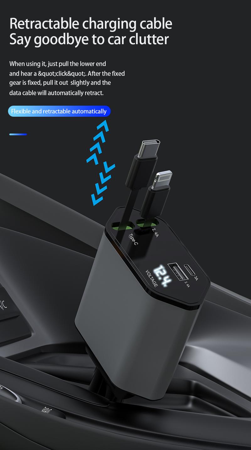 4-in-1 Retractable Car Charger