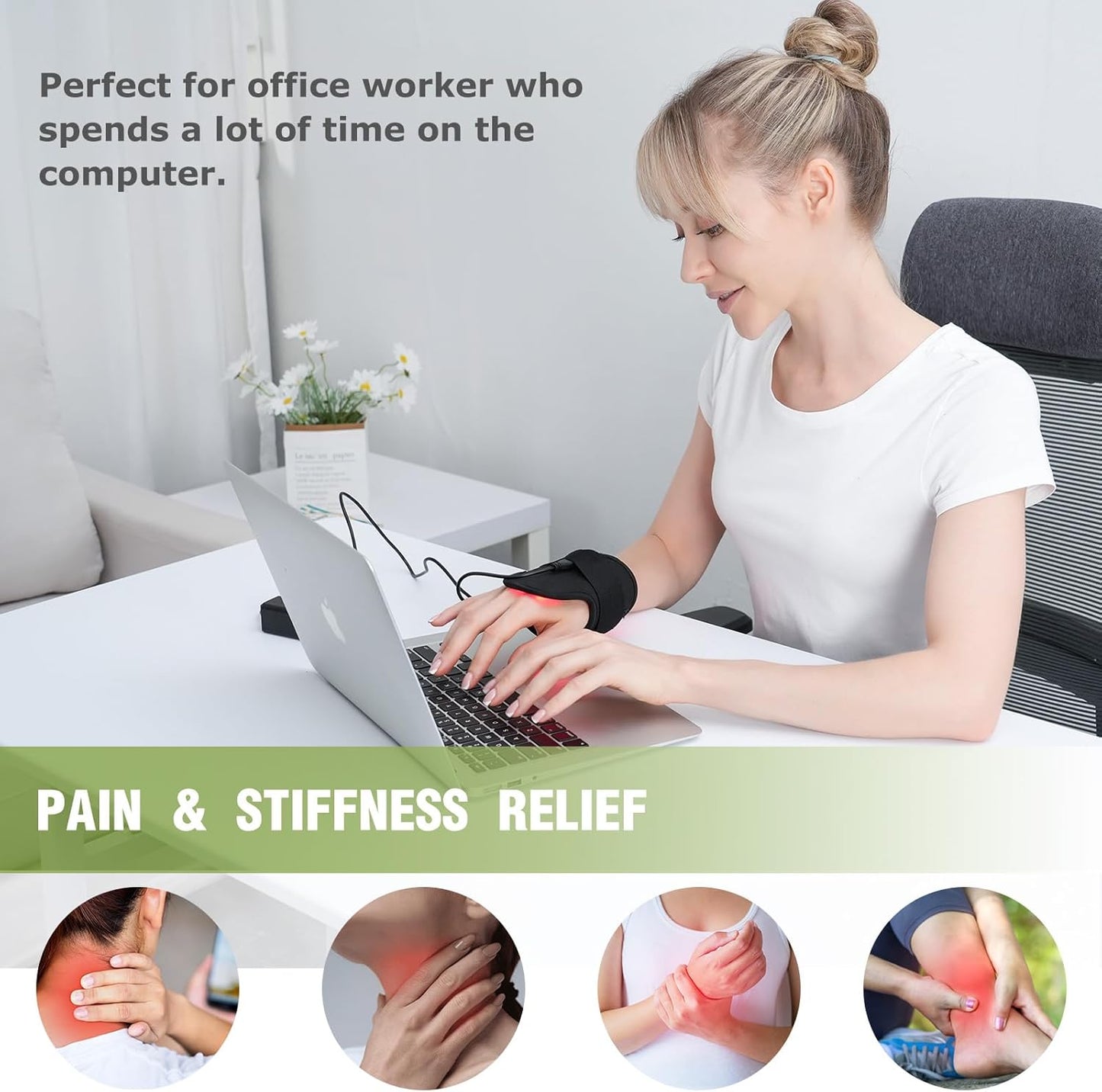 Rechargeable Red Light Therapy for Neck, Portable Red Light Therapy Belt Neck Wrap, near Infrared Red Light Therapy for Body Pain Relief