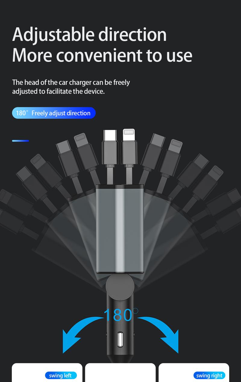 4-in-1 Retractable Car Charger