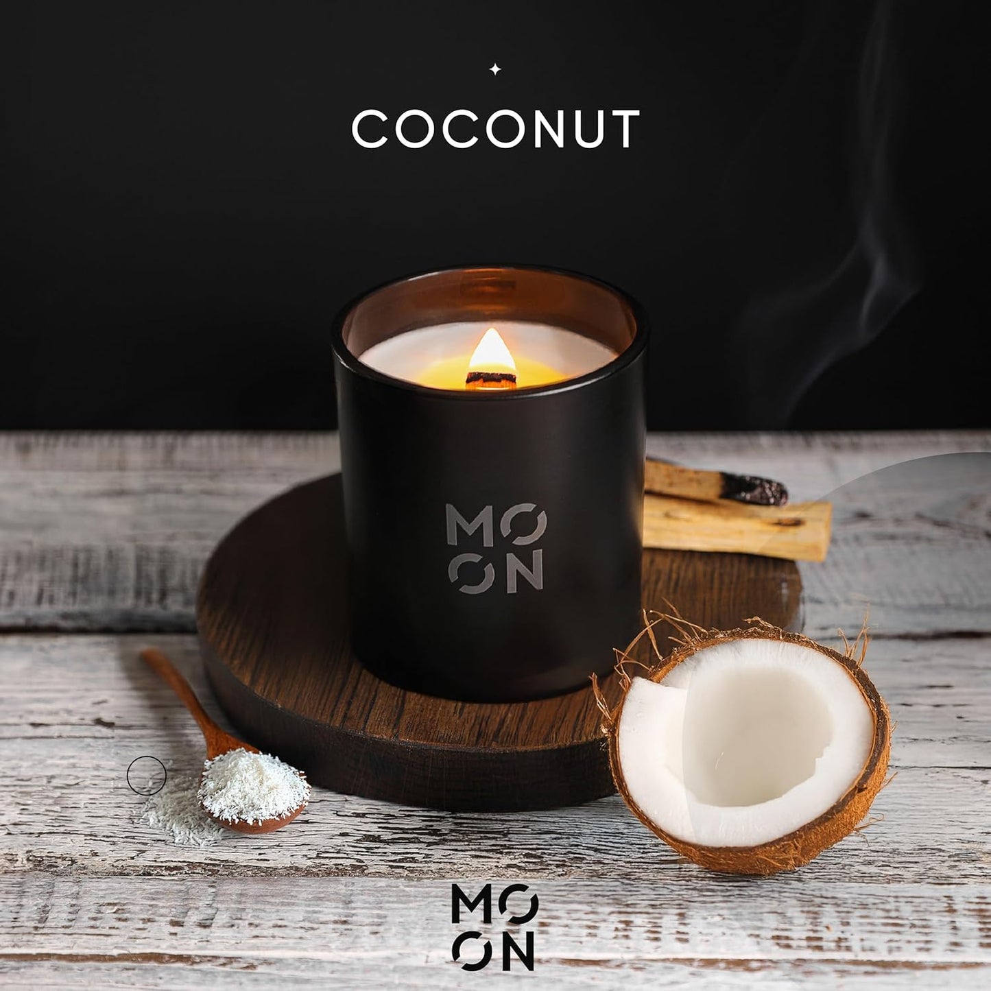 Scented Candles for Men & Women by | Wood Wick Candles | Coconut Candle |Clean Non Toxic Candles |Luxury Candles |Coconut Jar Candles|
