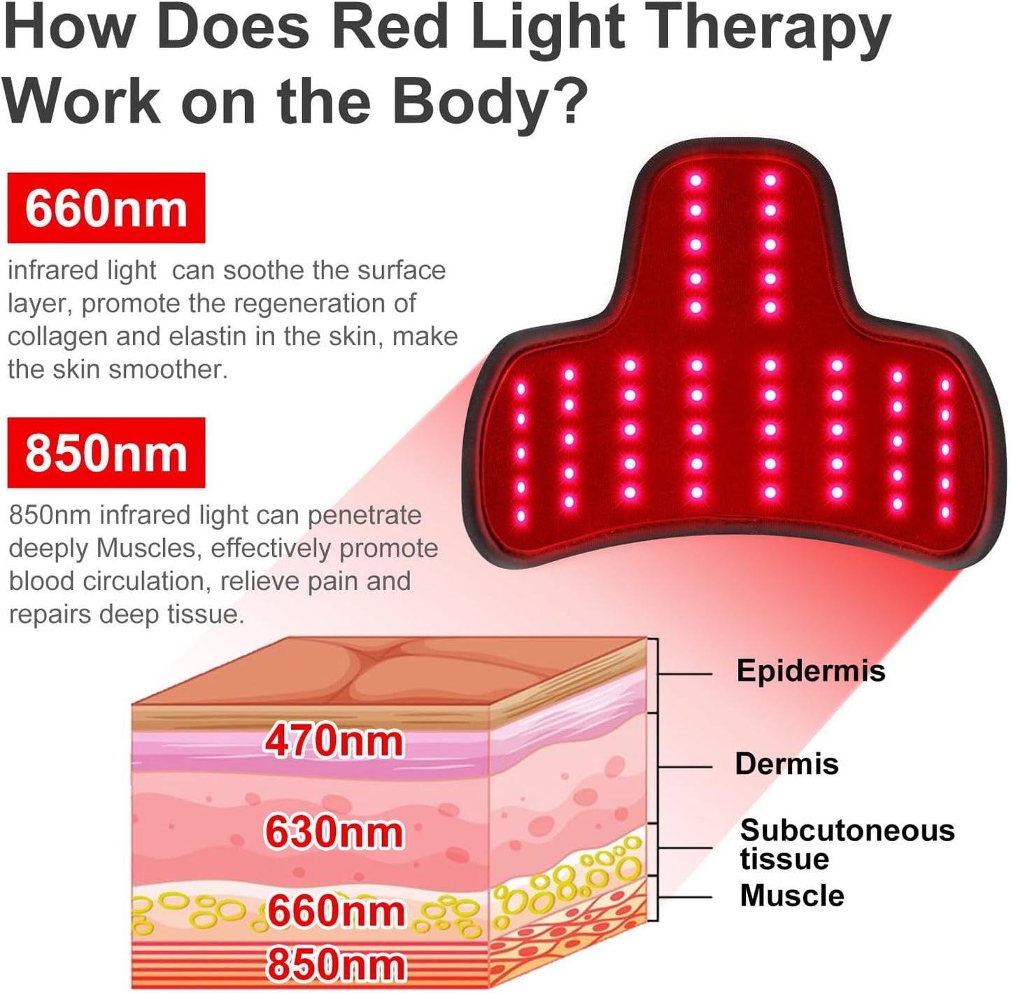Rechargeable Red Light Therapy for Neck, Portable Red Light Therapy Belt Neck Wrap, near Infrared Red Light Therapy for Body Pain Relief