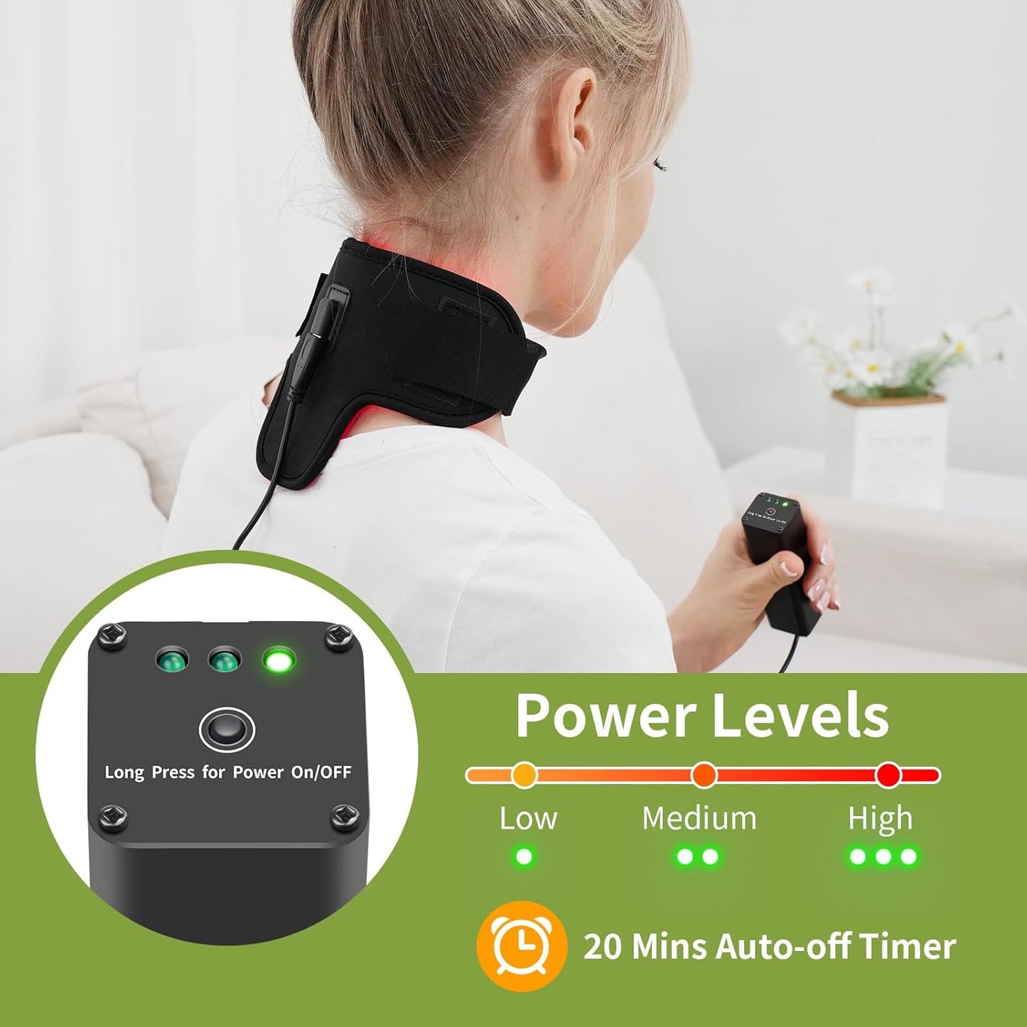 Rechargeable Red Light Therapy for Neck, Portable Red Light Therapy Belt Neck Wrap, near Infrared Red Light Therapy for Body Pain Relief