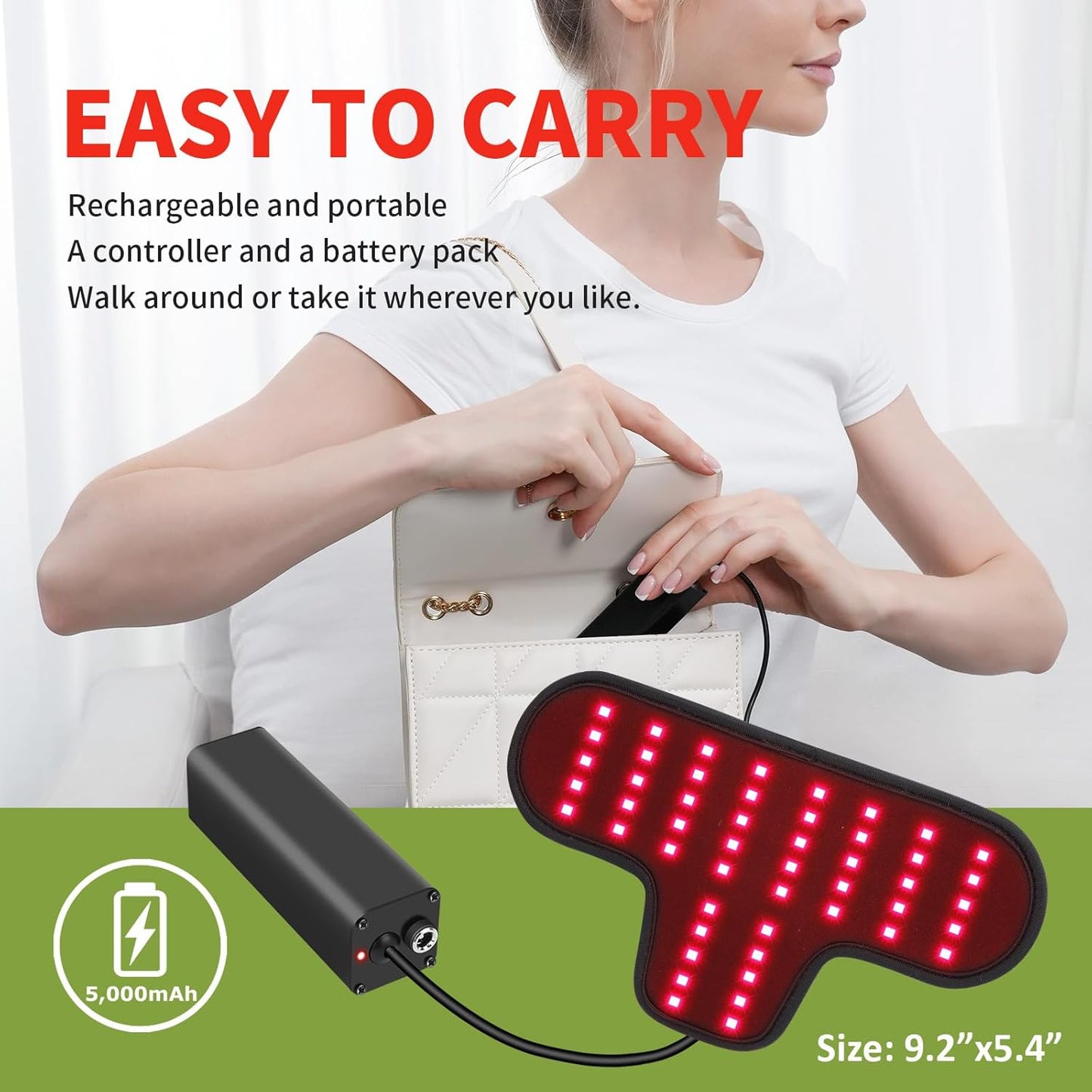 Rechargeable Red Light Therapy for Neck, Portable Red Light Therapy Belt Neck Wrap, near Infrared Red Light Therapy for Body Pain Relief