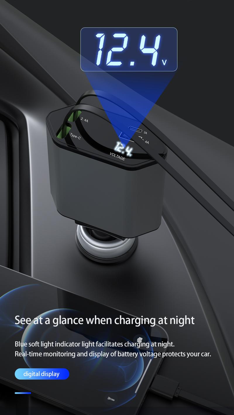 4-in-1 Retractable Car Charger