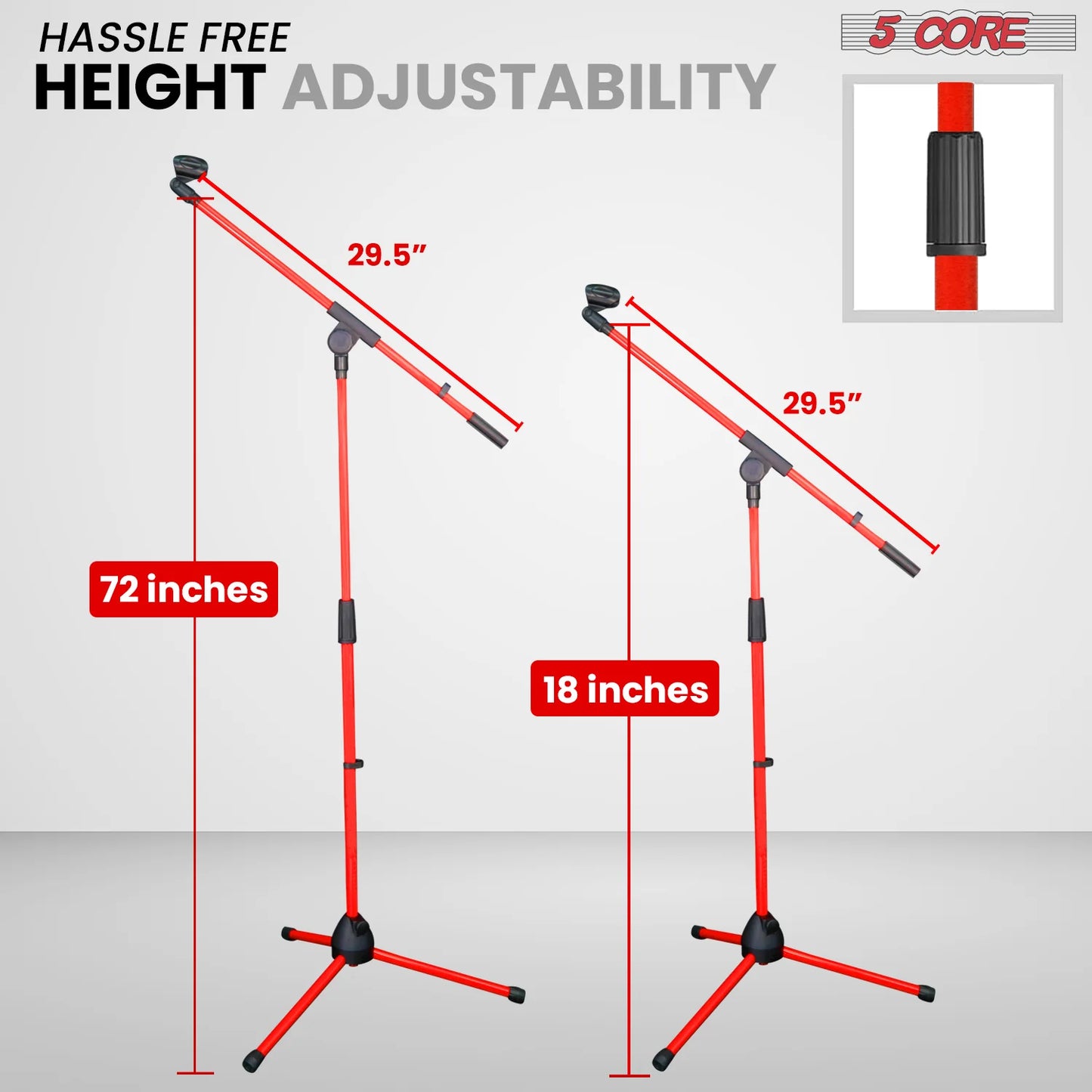 5Core Tripod Mic Stand Adjustable Holder Floor Microphone Boom Arm