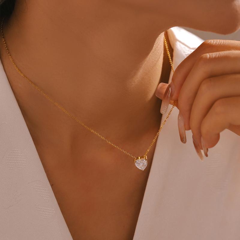 Gold Heart Cut Zircon Necklace