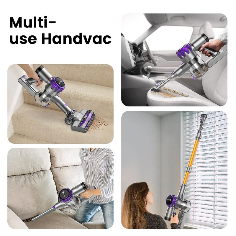 Umlo S3 Cordless Vacuum Cleaner, 300W 30Kpa Powerful Stick Vacuum with LED Display, Rechargeable Cordless Vacuum Max 55Min Runtime, Free-Standing, Vacuum Cleaners for Hard Floor/Carpet/Pet Hair/Car