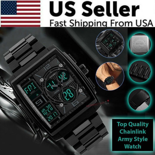 Chronograph Men'S Digital Army Military Sport Quartz Analog Waterproof Watch US