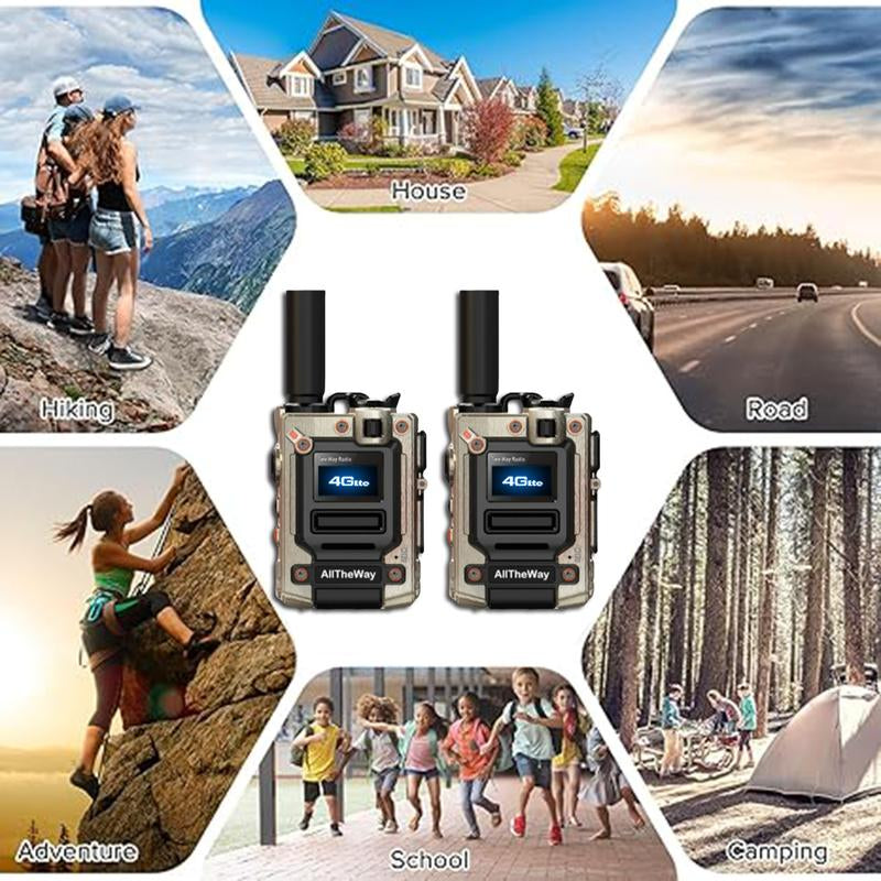 M08 Global Walkie-Talkie,2 Units，Long Range for Adults with Earpieces,Rapid Radios Unlimited Range，200Channel，4G Network Technology,Type-C Charging