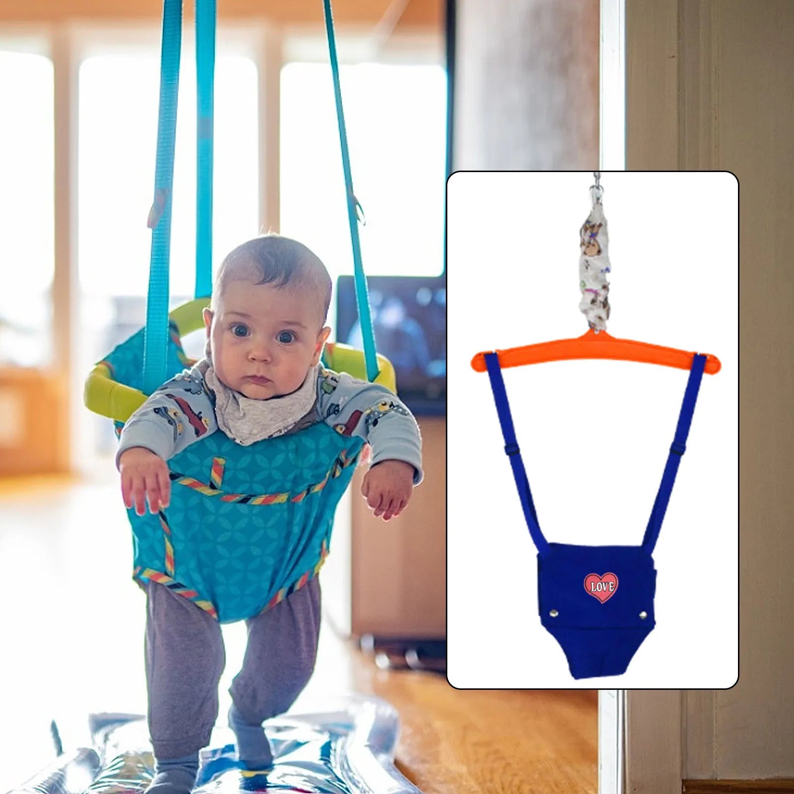 Baby Standing Door Jumper Exerciser Outdoor Baby Swing Bouncing Chair Sliding Adjustment Buckle Kids Jumping Hammock Seat