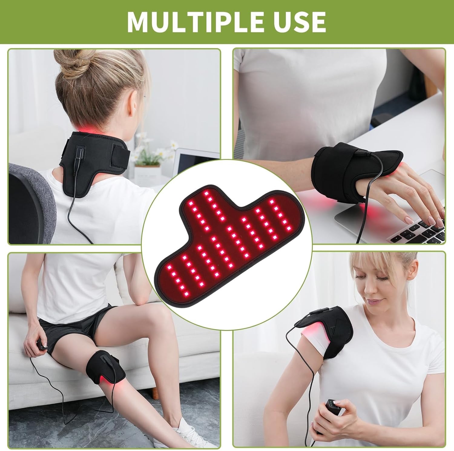 Rechargeable Red Light Therapy for Neck, Portable Red Light Therapy Belt Neck Wrap, near Infrared Red Light Therapy for Body Pain Relief