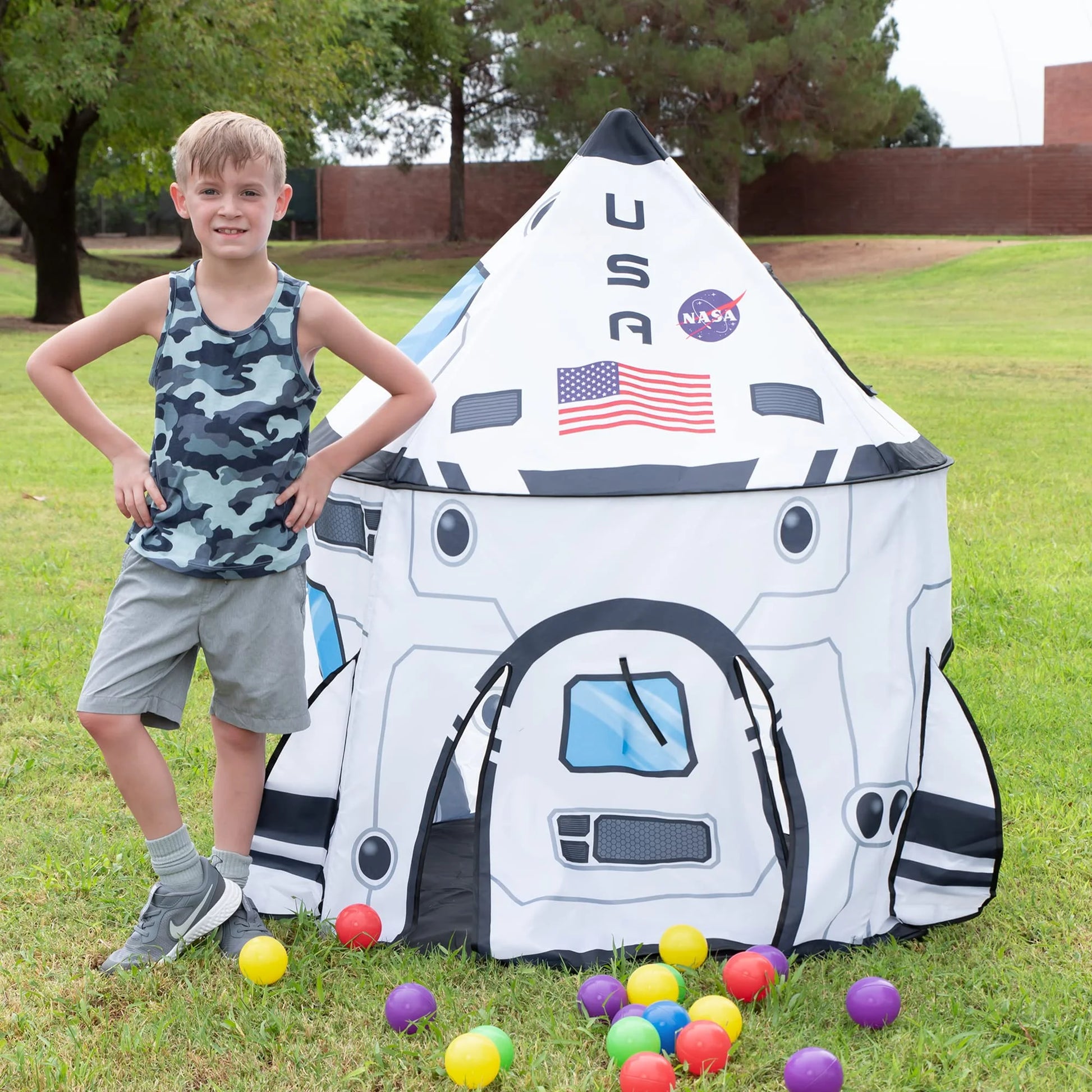 Rocket Ship Play Tent Pop up Play Tent Kids Indoor Outdoor Spaceship Playhouse Tent Set