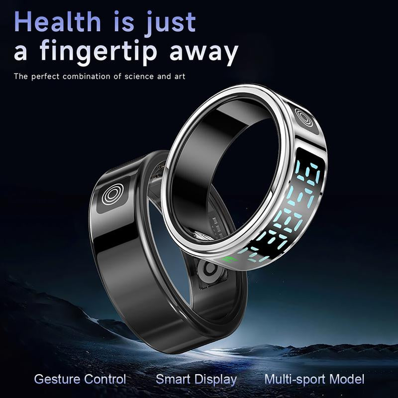 Smart Ring with Charging Box - Activity Tracker, Fitness, over 20 Exercise Modes, Compatible with Iphone and Android, USB Charging, Ultra Low Power Consumption, Remote Photo Control, Multiple Sizes, Ideal for Valentine'S Day/Christmas/New Year Gifts