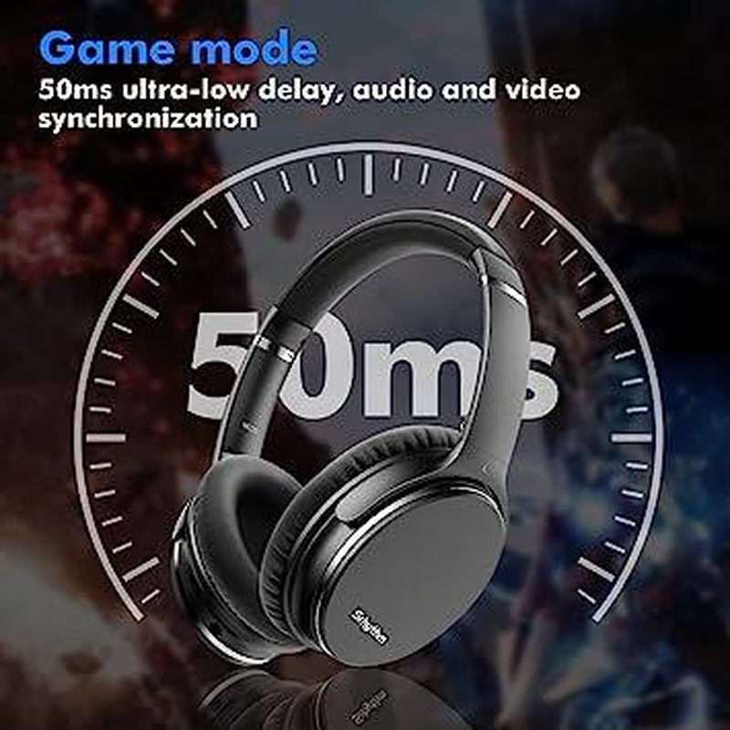 Srhythm NC35 Noise Cancelling Headphones Wireless Bluetooth 5.0, Fast Charge Over-Ear Lightweight Headset with Microphones,Mega Bass 50+ Hours’ Playtime