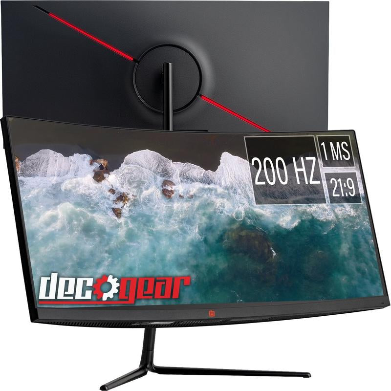 Deco Gear 30" Curved Gaming Monitor, 2560X1080, 200Hz, 1Ms MPRT, FPS/RTS