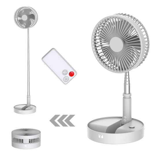 UNITEDTIME Foldable Portable Travel Fan: Rechargeable, Remote Control, Height Adjustable