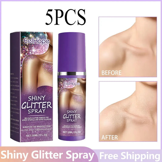 Eelhoe 5-Piece Glitter Spray Set: 100ml Shimmer for Hair & Body