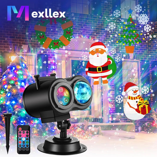 Mexllex 2-in-1 LED Projector Light: Ocean Waves & 16 Holiday Slides