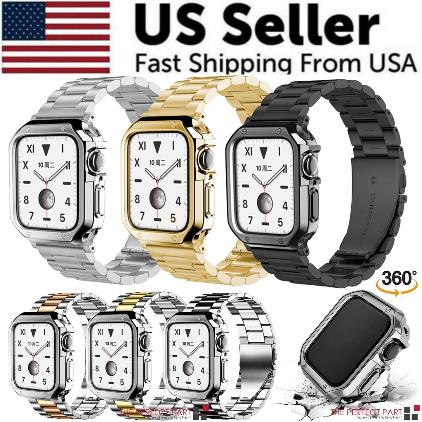 Stainless Steel for Apple Watch Iwatch Band 8 7 6 5 4 3 2 SE 38/41/40/42/44/45Mm