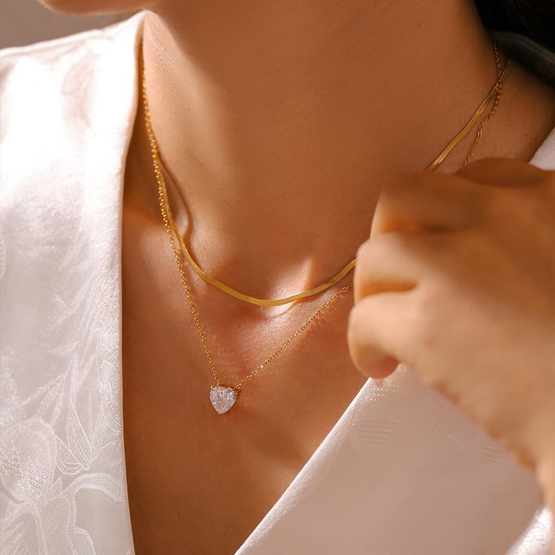 Gold Heart Cut Zircon Necklace