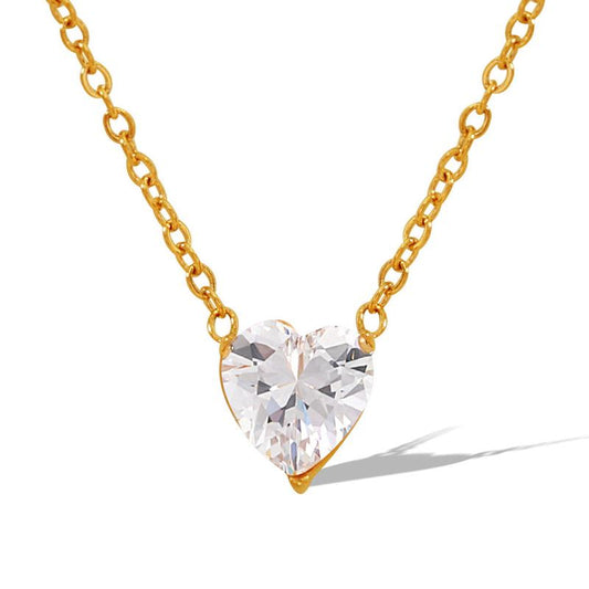 Gold Heart Cut Zircon Necklace