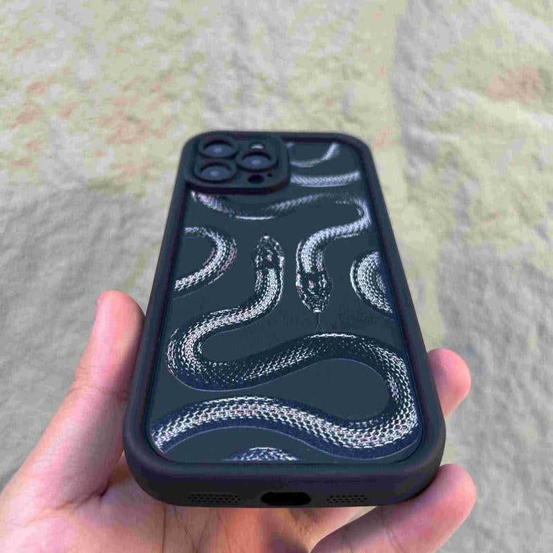 Snake Pattern Phone Case with Camera Lens Protector, Decorative Phone Protective Cover, Phone Accessory Compatible with Iphone 7 8 X 11 12 13 14 15 plus 15 Pro Max, Summer Gift