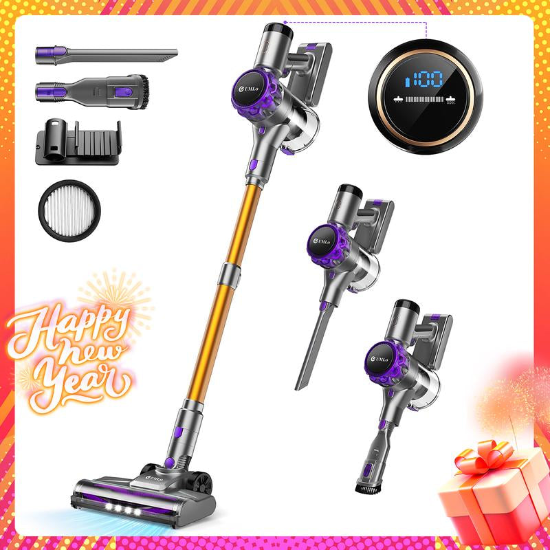 Umlo S3 Cordless Vacuum Cleaner, 300W 30Kpa Powerful Stick Vacuum with LED Display, Rechargeable Cordless Vacuum Max 55Min Runtime, Free-Standing, Vacuum Cleaners for Hard Floor/Carpet/Pet Hair/Car