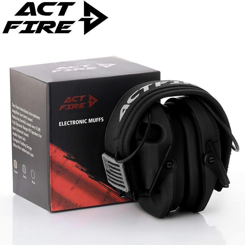 ACT FIRES Shooting Ear Protection Earmuff, Noise Reduction Ear Hearing Protection Hunting Shooting Earmuffs Electronic Ear Muffs for Shooting Range, Black Coyote Brown Army Green Auricular Esan Audio Headphone Good Headphones