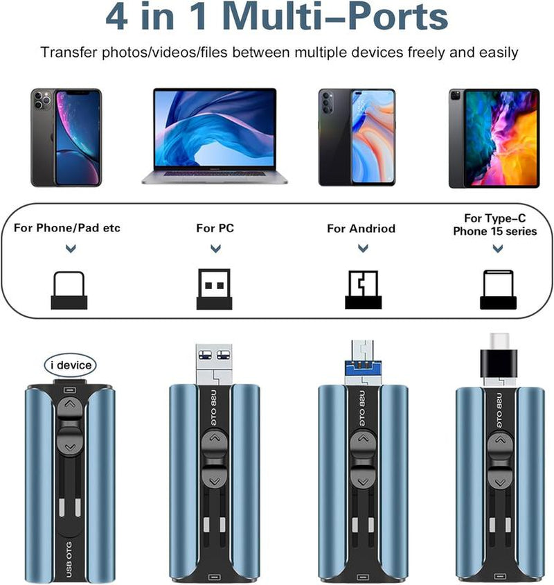 Flash Drive 256GB for Iphone USB Memory Stick Thumb Drives High Speed USB Stick,Photo Stick External Storage for Iphone/Ipad/Android/Pc