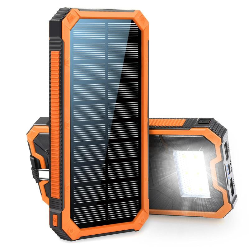 Solar Powered Power Bank, 20000Mah Portable Charger with Flashlight, Built-In Solar Panel and Bright Flashlight, Suitable for Outdoor Camping Party Sports, Valentine'S Day Gift