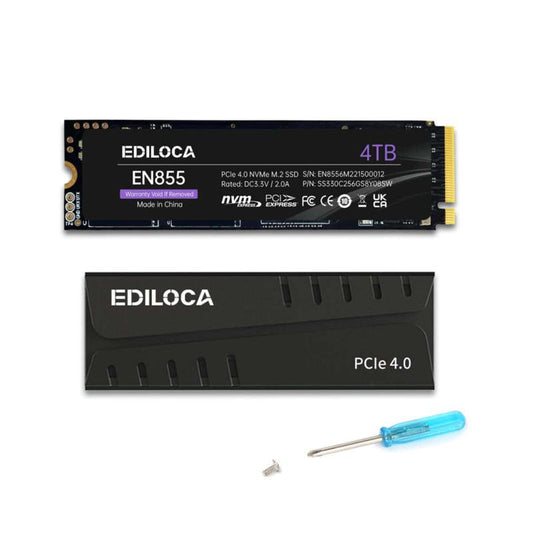 Ediloca EN855 Internal Gaming SSD with Heatsink 1TB Pcie Gen4, up to 7400Mb/S, Nvme M.2 2280, 3D TLC NAND Flash, Solid State Drive, Configure DRAM Cache, Compatible with PS5 and PC Harddrives M 2 Gaming S S S D Internal Solid Pcie Gen4