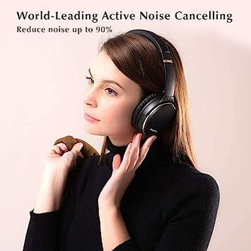 Srhythm NC35 Noise Cancelling Headphones Wireless Bluetooth 5.0, Fast Charge Over-Ear Lightweight Headset with Microphones,Mega Bass 50+ Hours’ Playtime