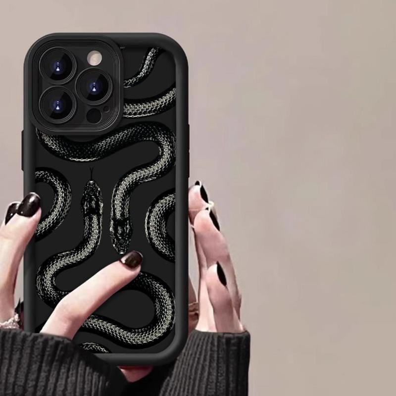 Snake Pattern Phone Case with Camera Lens Protector, Decorative Phone Protective Cover, Phone Accessory Compatible with Iphone 7 8 X 11 12 13 14 15 plus 15 Pro Max, Summer Gift