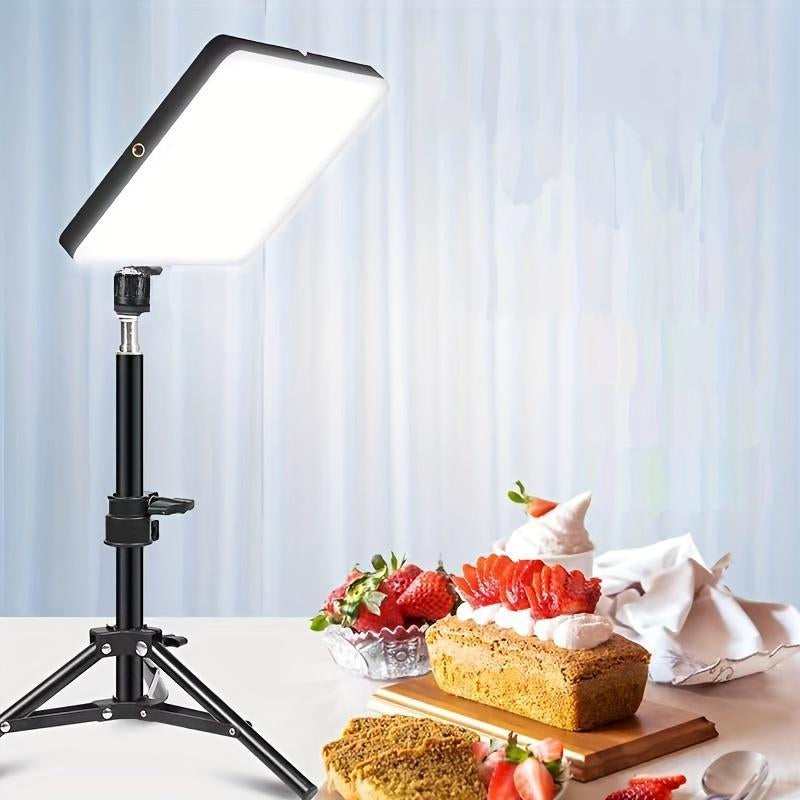 10 Inch Panel Lamp & 1.1M Tripod, 1 Set Adjustable LED Panel Lamp with Tripod, Professional Camera Accessories for Home & Studio Use