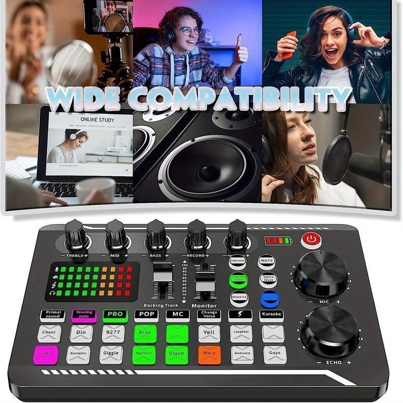 Podcast Equipment Bundle (1 Set), USB Rechargeable Podcast Microphone Set with Voice Changer, Microphone Recording Studio Condenser Set for Podcasting Live Streaming Singing