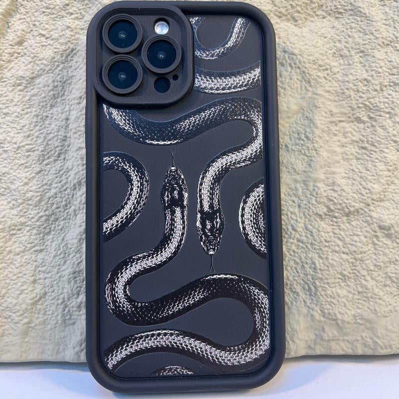 Snake Pattern Phone Case with Camera Lens Protector, Decorative Phone Protective Cover, Phone Accessory Compatible with Iphone 7 8 X 11 12 13 14 15 plus 15 Pro Max, Summer Gift