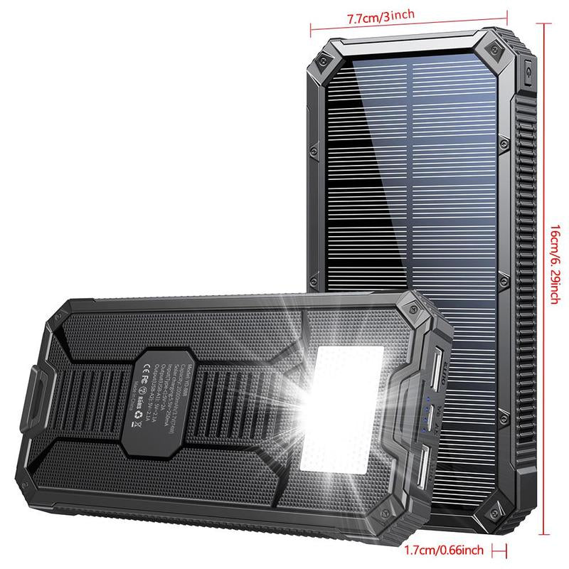 Solar Powered Power Bank, 20000Mah Portable Charger with Flashlight, Built-In Solar Panel and Bright Flashlight, Suitable for Outdoor Camping Party Sports, Valentine'S Day Gift