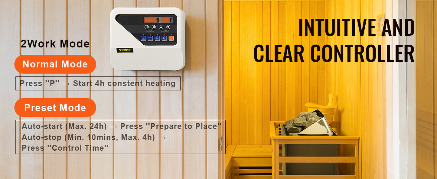 VEVOR 9kW Sauna Heater with External Controller - Fast Heating, Residential & Commercial Use