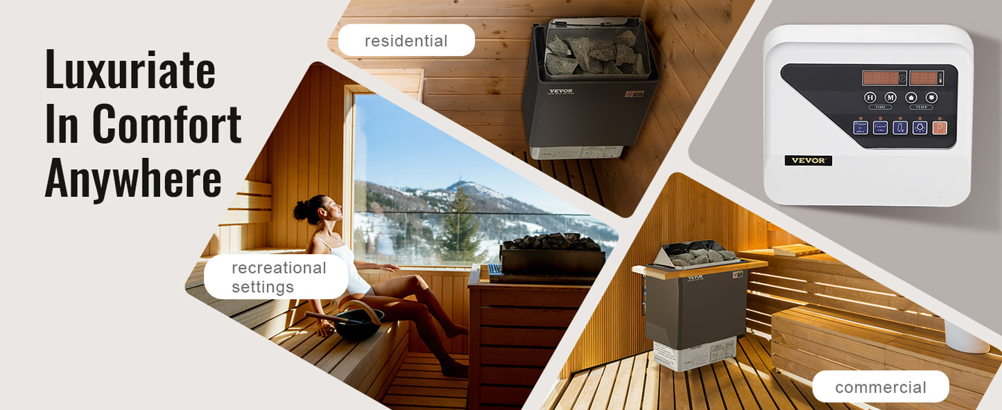 VEVOR 9kW Sauna Heater with External Controller - Fast Heating, Residential & Commercial Use