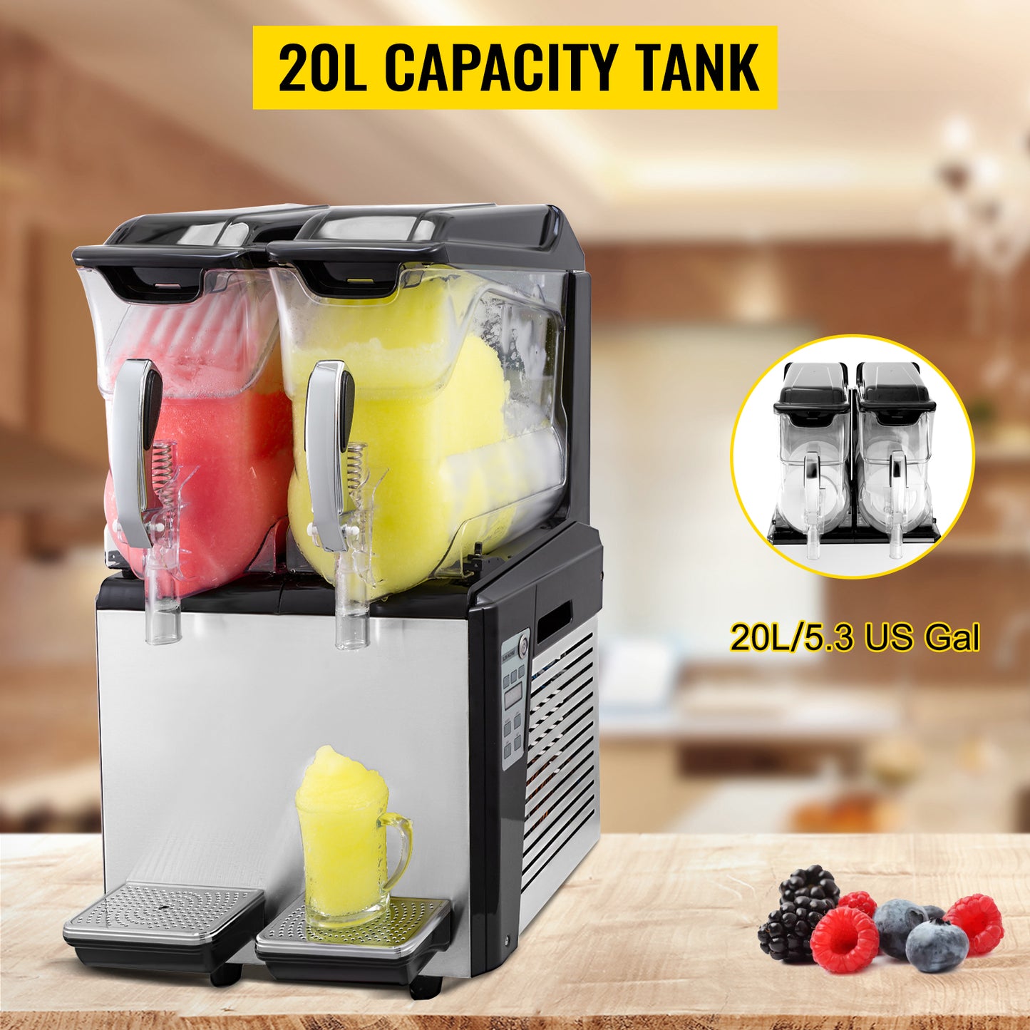 5.3 Gallon Frozen Beverage Machine - Slushie, Smoothie, Iced Coffee Dispenser